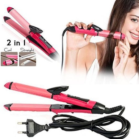 Hair Straightener And Curler (2 In 1) Machine For Women