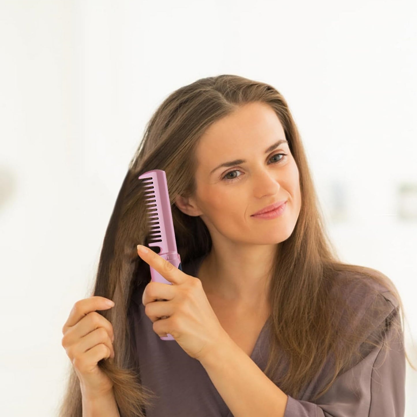 Rechargeable Hair Straightener Comb with Temperature Adjustment