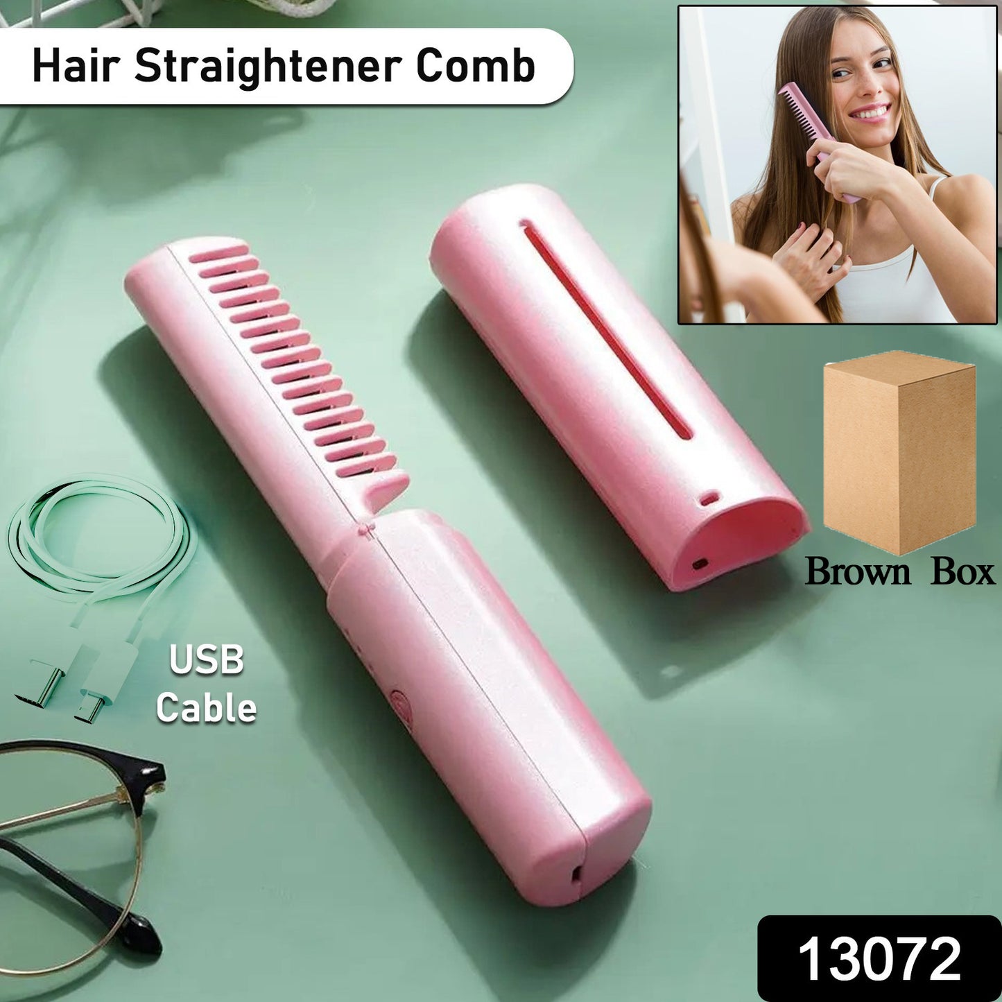 Rechargeable Hair Straightener Comb with Temperature Adjustment