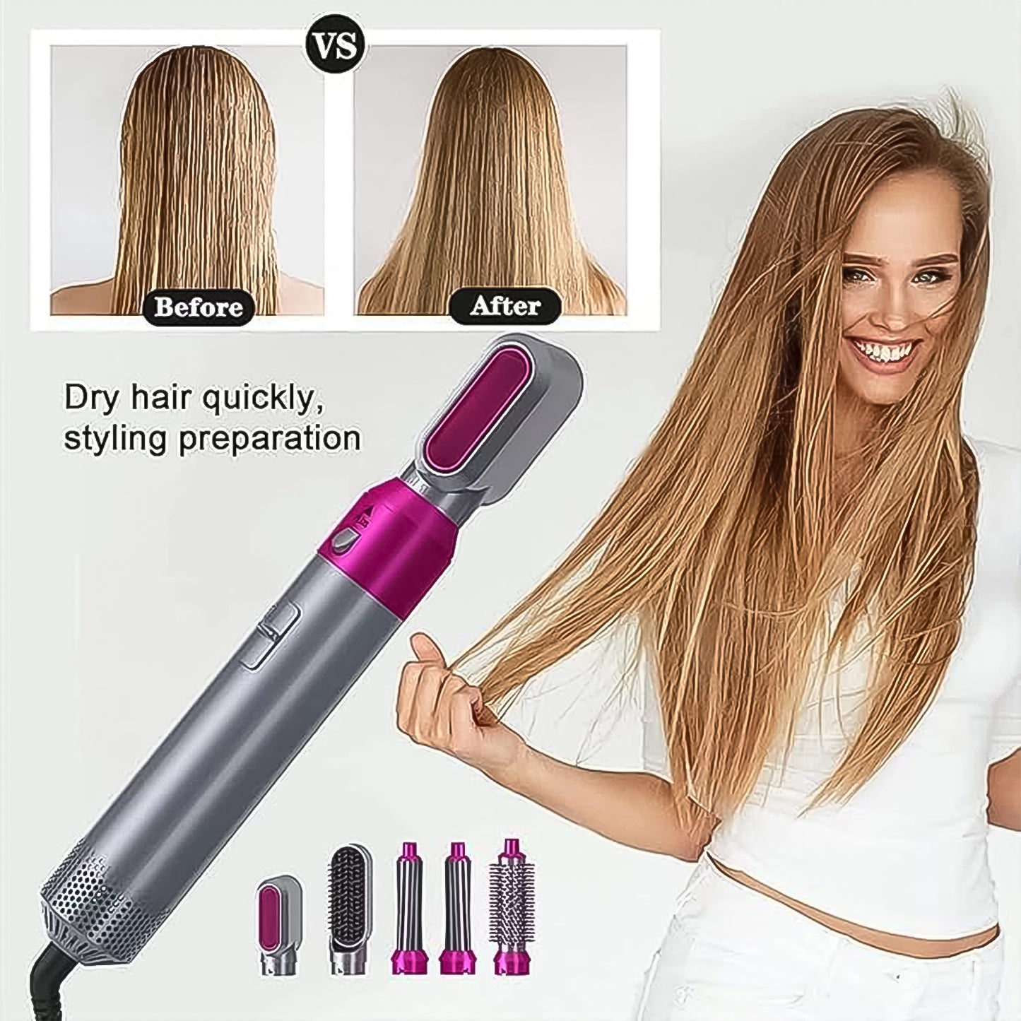 5 In 1 Hair Dryer Brush Multifunctional Hot Air Styler