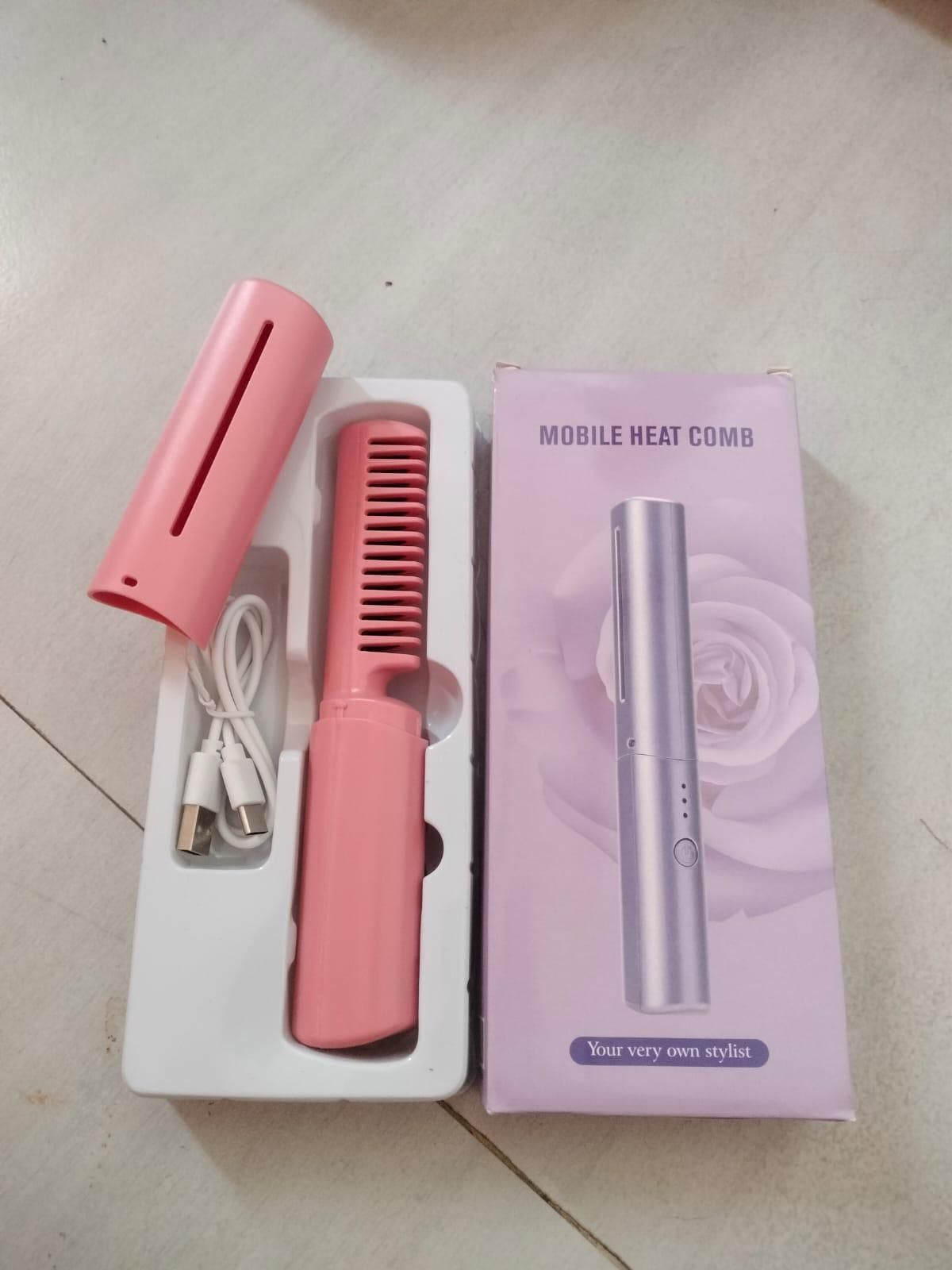 Rechargeable Hair Straightener Comb with Temperature Adjustment